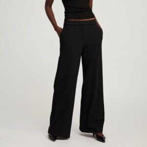SPRWMN BLACK CREPE WIDE LEG PINTUCK TROUSER PANTS Size L